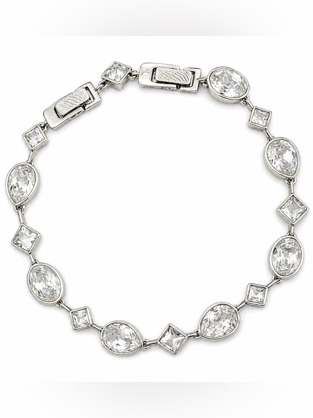 Swarovski Folk Bracelet Rhodium Plated Clear Crystal Adjustable 6.25”-7 1/8”